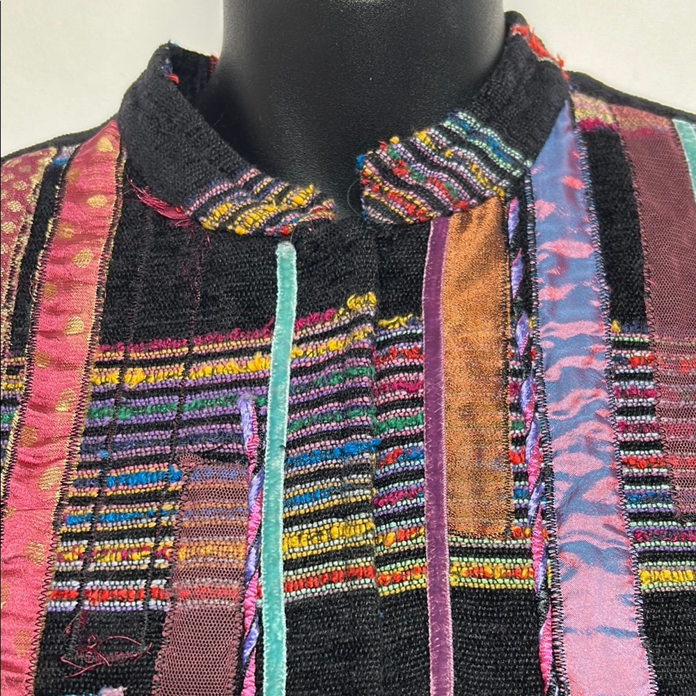 Colorful Patchwork Jacket Size Small Vintage - image 2
